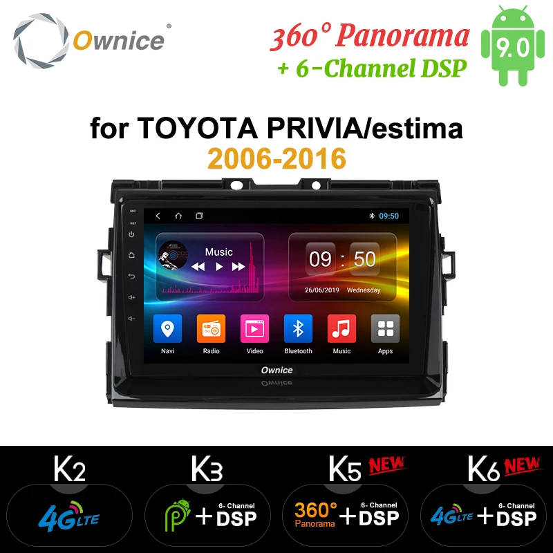 Ownice k3 k5 k6 Автомобильный gps аудио Радио стерео для Toyota Previa Tarago Estima Aeras 2006-2015 NAVI 4G LTE 360