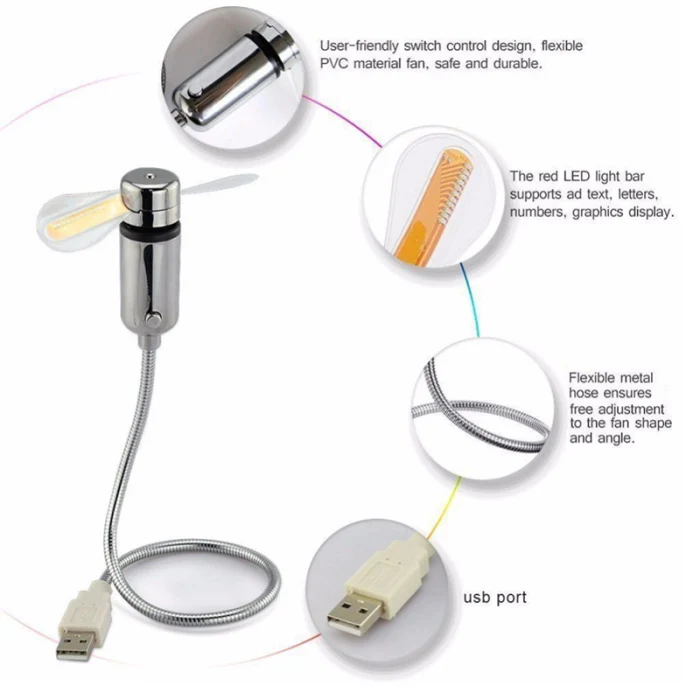 Гибкая usb-лампа на гибкой ножке, светодиодная программируемый вентилятор для ПК ноутбуков настольных компьютеров AS99