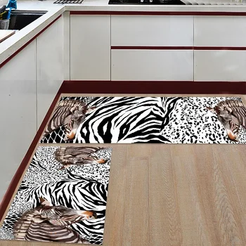 

Zebra Texture Background Watercolor Zebra Printed Kitchen Mat Anti-slip Carpet Doormat Hallway Bath Mat Living Room