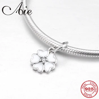 

Woman favorite 925 Sterling Silver white enamel fine flowers Pendant Beads Fit Original European Charm Bracelet Jewelry making