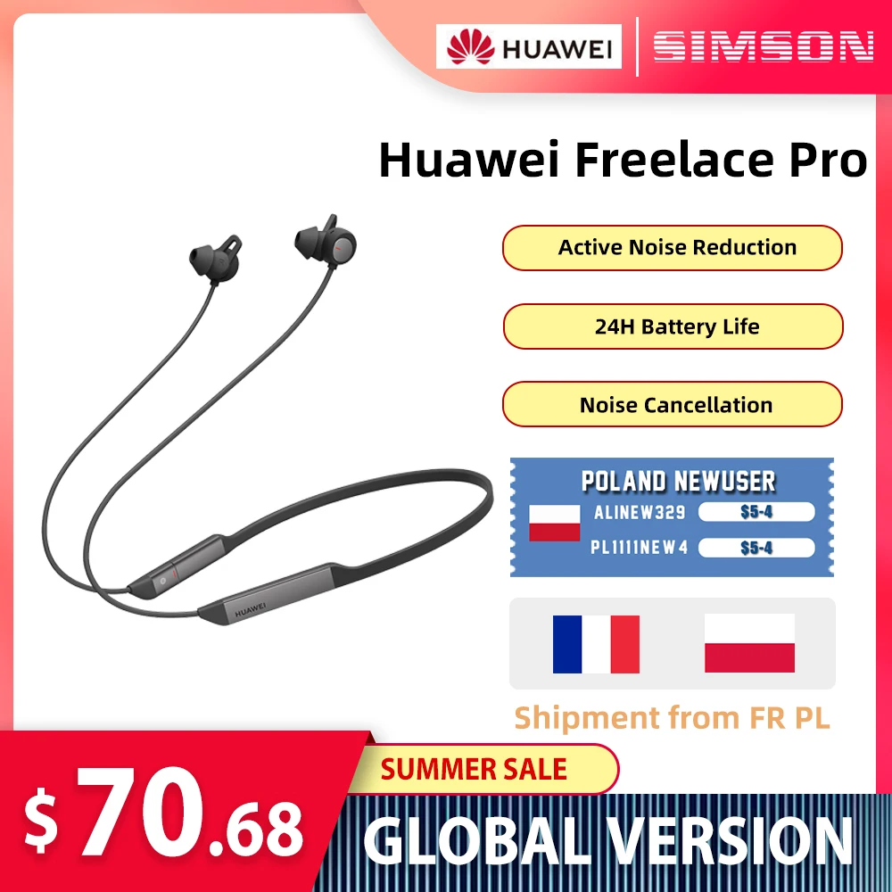 Huawei Freelace Pro Wireless earphone Bluetooth Sport Headsets Waterproof Active Noise Cancellation Fast Charging