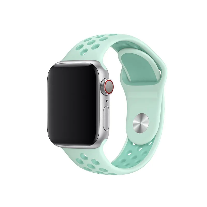 Серия 1/2/3/4/5 спортивный силиконовый ремешок для наручных часов Apple Watch 38 мм/42 мм 40 мм 44 мм резиновый браслет для наручных часов iwatch, браслет - Цвет ремешка: Teal Tint