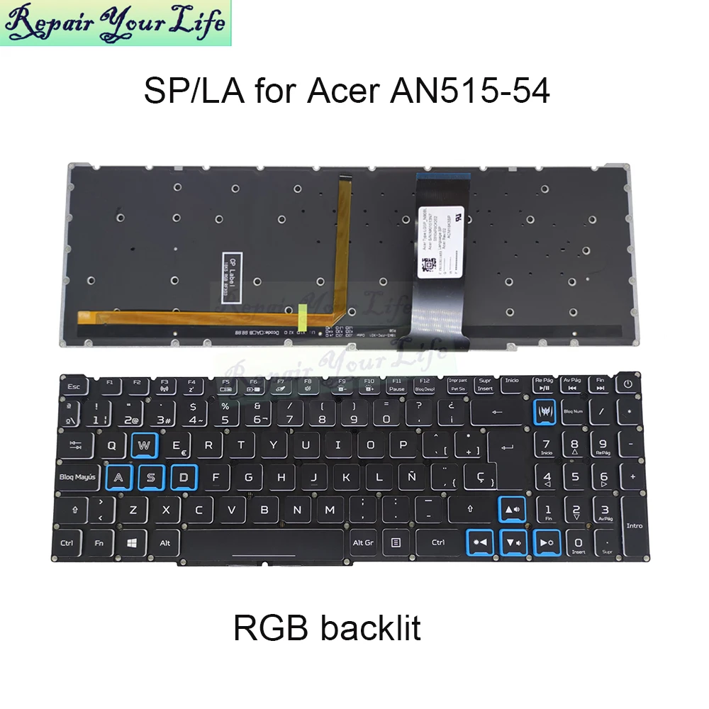 Latino Espanhol Pt-br Brasil Teclado Backlit para Acer Predador Helios 300 Ph31552 Ph317-53 Notebook pc Gamer Teclado Rgb Luz - Imagem 3