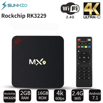 

MX9 Smart Android 7.1 TV Box Rockchip RK3229 2GB 16GB 2.4GHz WiFi BT4.0 4K Media Player HDMI2.0 Youtube Google Play Set Top Box