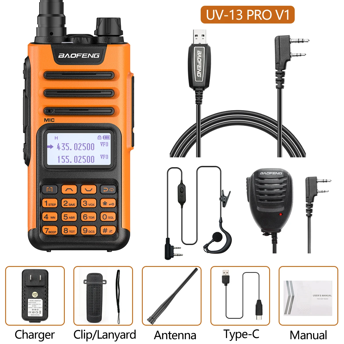 best buy walkie talkie Baofeng UV 13pro 10W 8800mAh Powerful Walkie Talkie with USB Charger Long Range Ham Two Way Radio UV13 PRO Upgrade UV-5R UV-10R long distance walkie talkie Walkie Talkie