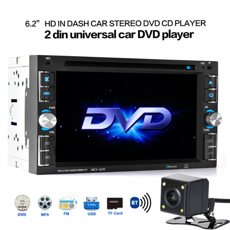 Автомобильный стерео радио dvd-плеер CD 6," сенсорный экран BT 2DIN+ задняя камера автомобильный dvd-плеер пульт дистанционного управления