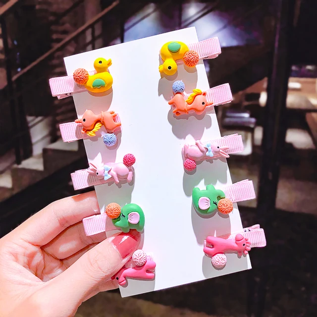 10PCS/Set New Girls Cute Cartoon Ice Cream Unicorn Hair Clips Kids Lovely Hairpins Headband Barrettes Fashion Hair Accessories 24