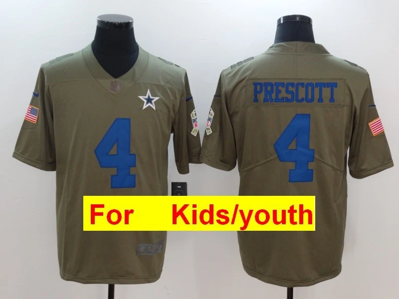 Коричневый Youth Dallas#4 дак Прескотт игра Цвет пик футбольные майки - Цвет: Коричневый