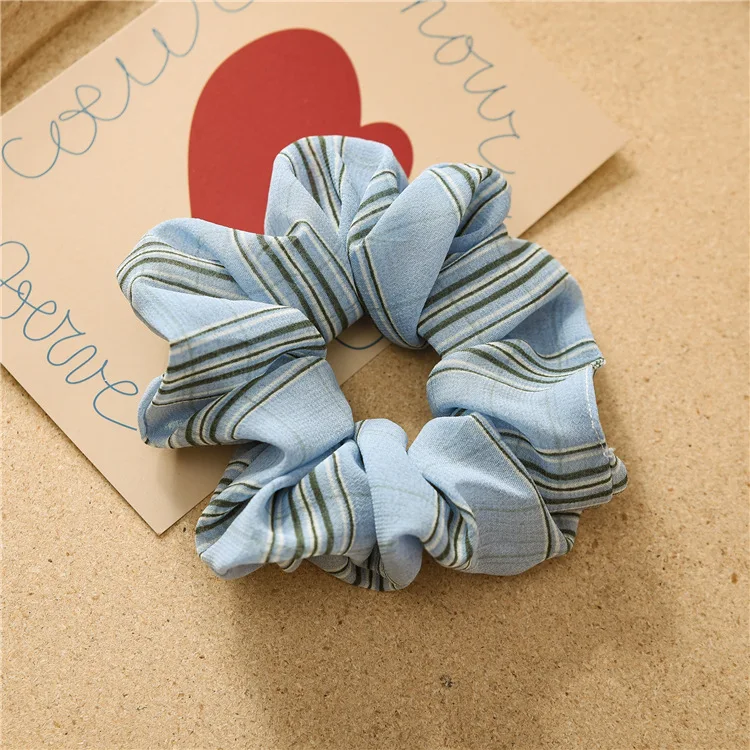 Новые корейские милые цветочные большие клетчатые эластичные резинки для волос, резинки для волос, резинки для волос для девочек, женские аксессуары для волос, держатель для конского хвоста - Цвет: Синий