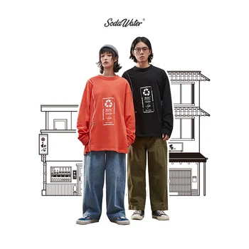 

SODAWATER Men Long Sleeve T Shirt For Men 2019 Autumn Harajuku Print Reflection Tshirt Hip Hop Oversize Couple Tee Tops 94419WS