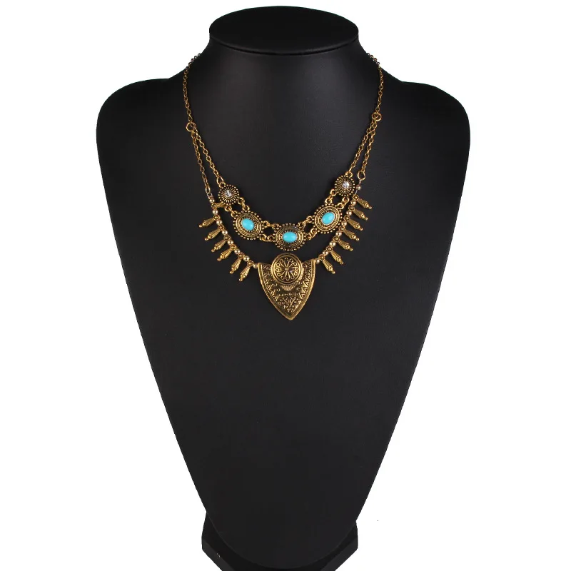 

Europe And America Retro Necklace Simple Short Complex Decorative Pattern Necklace Cool Women's Accessories