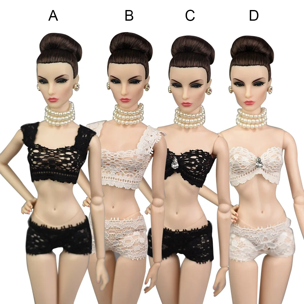 Besegad Mini Girl Doll Lace Underwear Lingerie Bras Pajamas Night Sleeping Wear Clothes Costume Doll Accessories for Barbie Toy