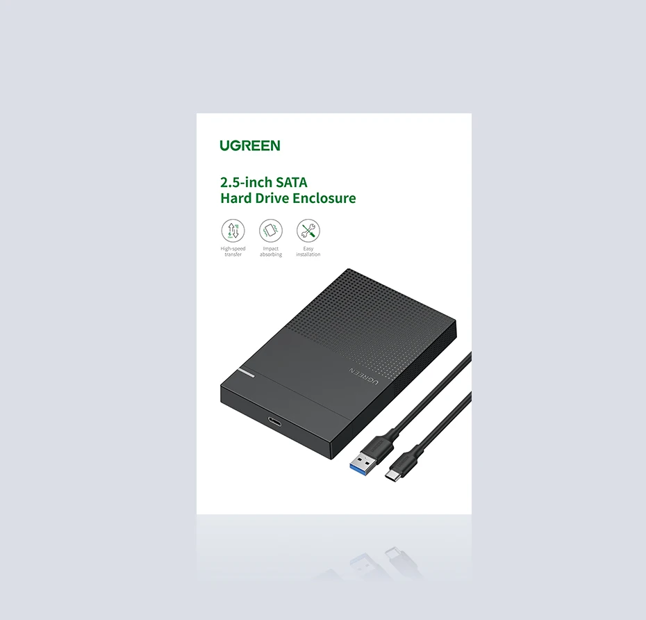 UGREEN Hard Drive Enclosure, USB 3.0 To 2.5 Inch Caddy, 5Gbps Transfer