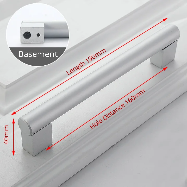 Алюминиевый сплав Современный минималистичный черный шкаф гардероб дверь ручка шкафа Ручка ящика скандинавские мебельные Аппаратные средства - Цвет: Silver 160mm