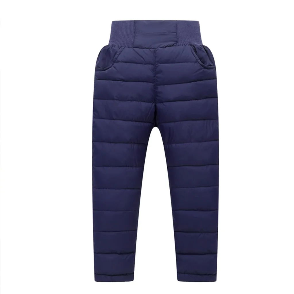 Плотные детские штаны для девочек; леггинсы; хлопковые зимние брюки для малышей; водонепроницаемые детские штаны с высокой талией для мальчиков; верхняя одежда - Цвет: Blue