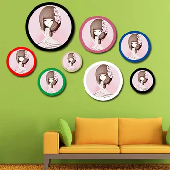 

8 Colors Nordic Modern Round Photo Frame Mount Wall Creative Holder Hanging Gifts Wooden Painting Picture Frame Home Decorative