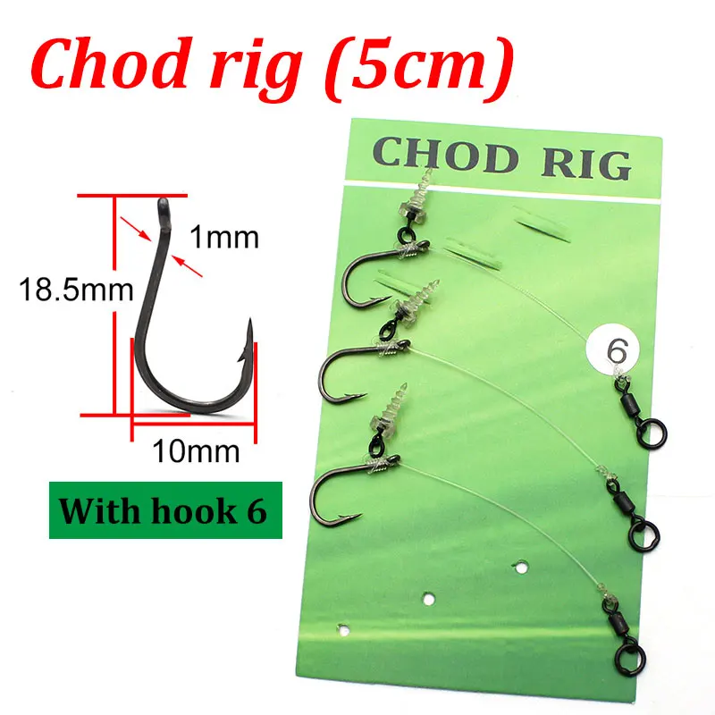 3pcs Carp Fishing Accessories Ready Tied Chod Rig With Barbed Carp Fishing  Hook Filament Line For Fishing Carp Feeder Tackle