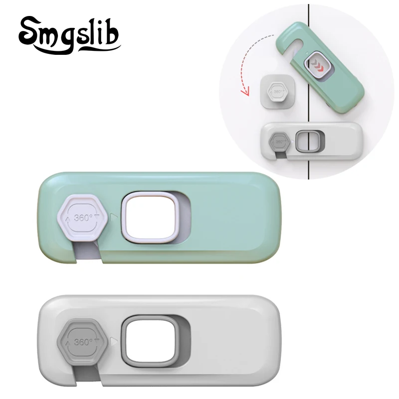 SMGSLIB Child Safety Lock Cabinet Drawer Door Locks Protection Baby Anti-Pinch Hand Plastic Gray Refrigerator Safety Buckle
