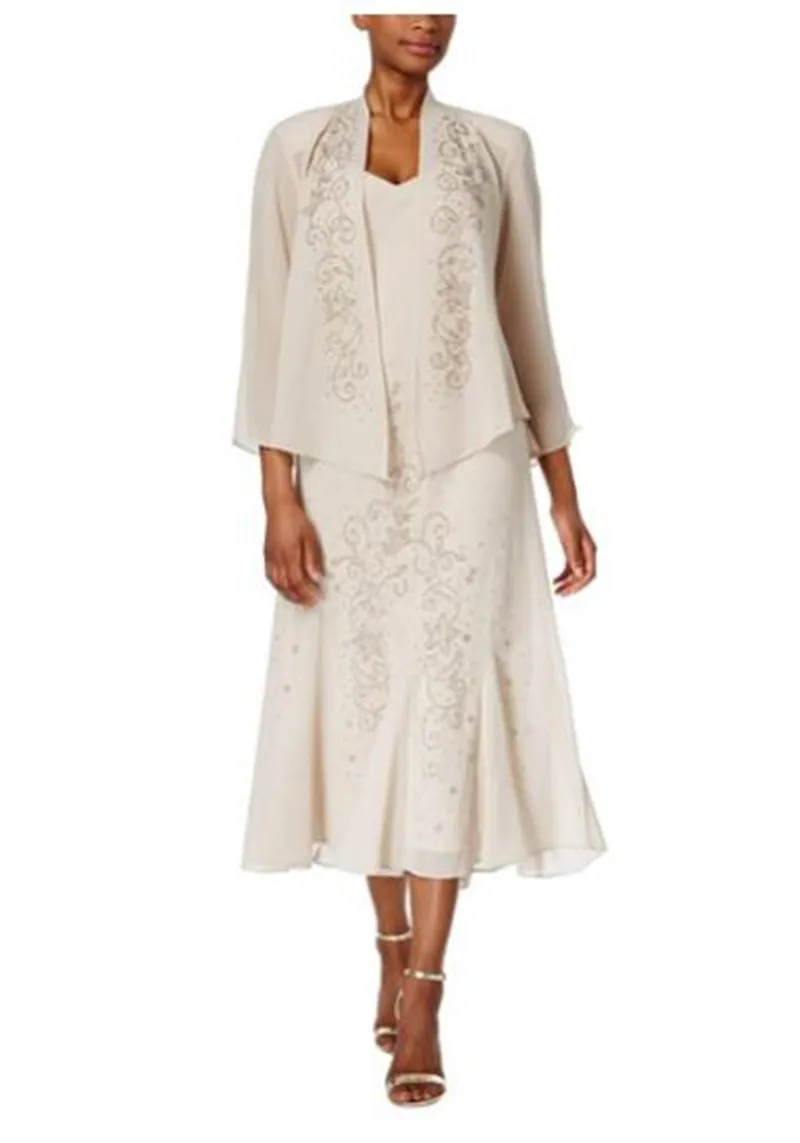 『Cheap!!!』- Mermaid Majoy Beading Chiffon Long Sleeves Mother Of The
Bride Dress With Jackets Women Wraps Dresses For Bride's Mother