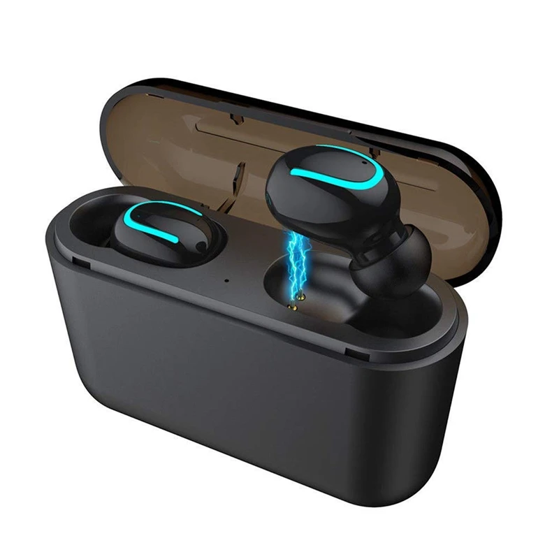 TWS 5,0 bluetooth наушники с 1500 мАч зарядная коробка Mic 4D Стерео шумоподавление Беспроводная Водонепроницаемая спортивная Гарнитура вкладыши - Цвет: Black