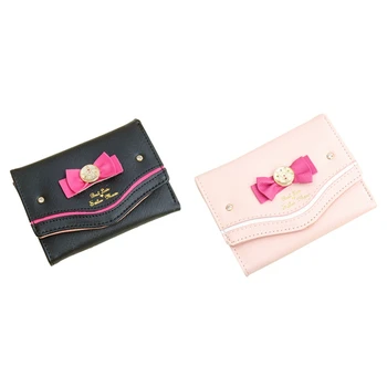 

2 Pcs Ladies Small Wallet Cute Coin Coin Purse PU Buckle Hand Grip Wallet-Pink & Black