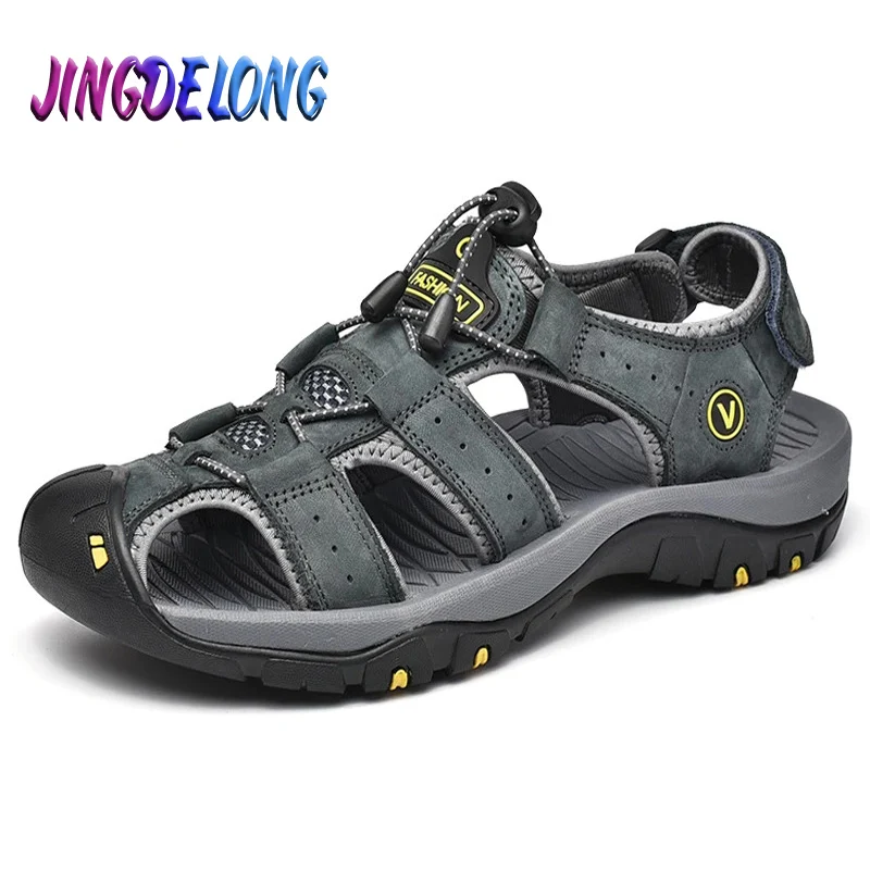 Summer Mens Sandals Genuine Leather Breathable Soft Mens Beach Sandals Luxury Handmade Sandals Roman Platform Outdoor Slippers