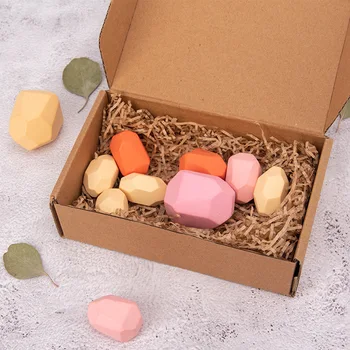 

Creative Wooden Jenga Building Block Colored Stone Educational Toys Cold Tone Nordic Style Stacking Game Children's Wooden Toys
