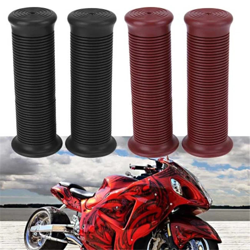 Motorcycle Hand Grips Handle Rubber Bar Gel Grip Retro Rubber
