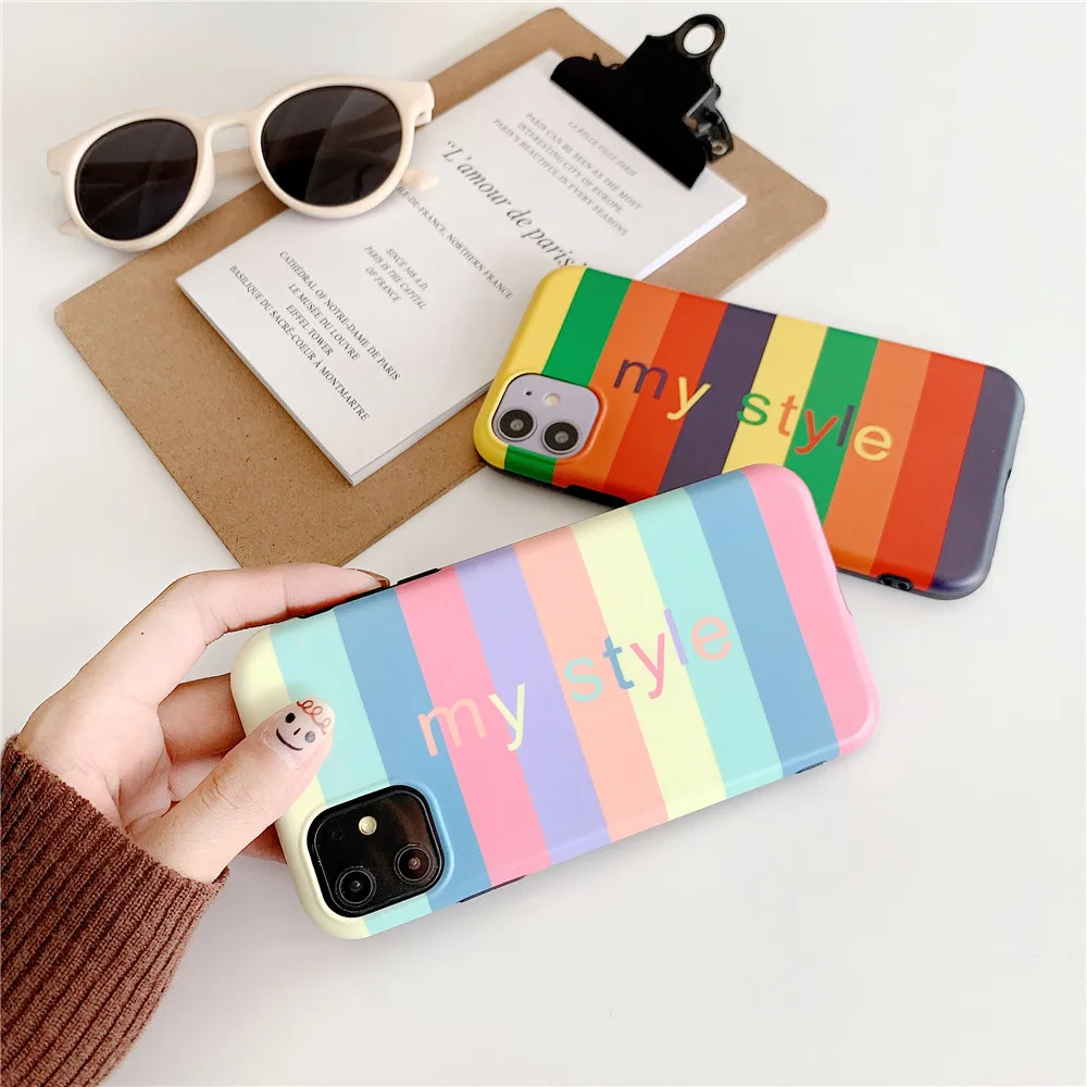 Цвет полосы защитный чехол для iphone 7 8/7/8/plus/11pro Droid Maxx xs xr/xs max матовый противоударный мягкий чехол мобильного телефона чехол для телефона
