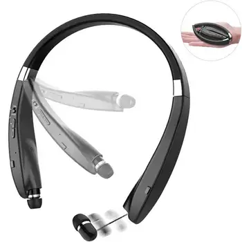 

Sweatproof Bluetooth Neckband Earphones Retractable Foldable Wireless Headset with Mic 16 Hours Play Time for Apple Android Cell