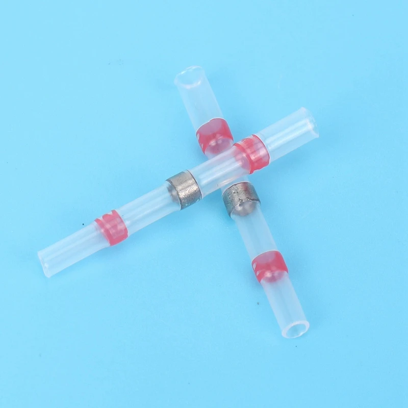 50Pcs Solder Seal Wire Connectors, Heat Shrink Butt Connector Waterproof Insulated Electrical Butt Terminals For Automotive Mari