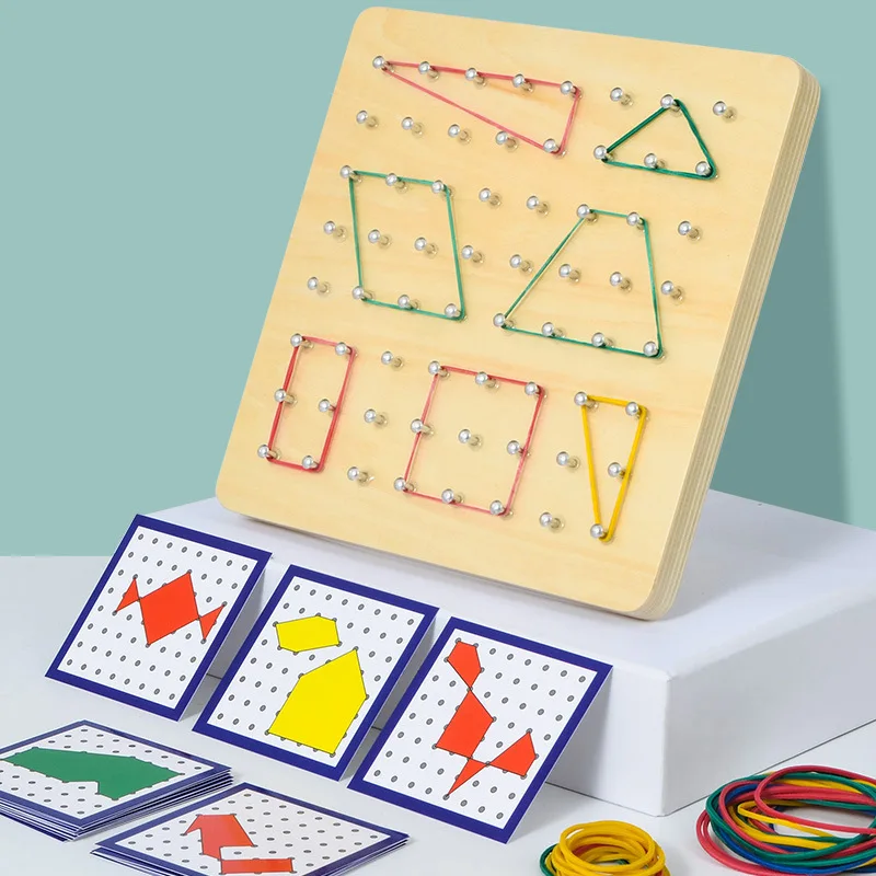 

Montessori Teaching AIDS Geometric Creative Nail Board Children Graphics Early Education Toys Math Wooden Puzzle Kids Gift