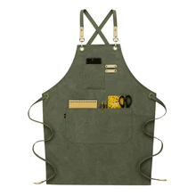 Холщовый Рабочий Фартук подвесной фартук на шею унисекс Регулируемая кожаная фабричная униформа Рабочая одежда анти-грязные Комбинезоны для домашней повара