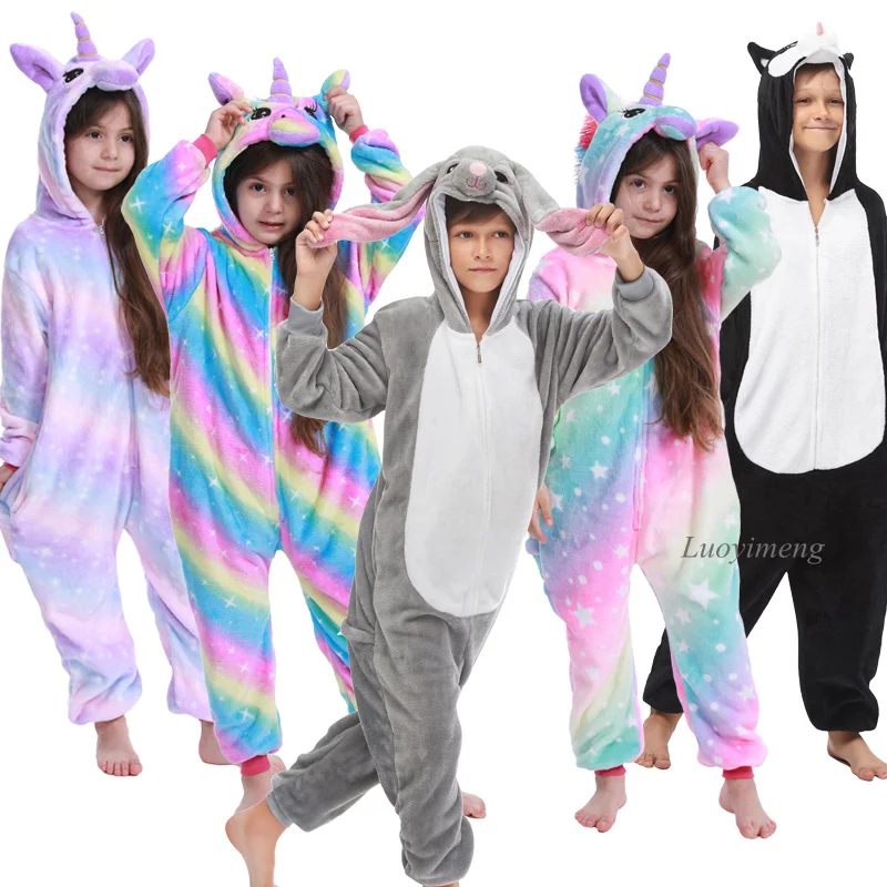 

Kigurumi Kids Unicorn Pajamas For Children Animal Cartoon Blanket Sleepers Baby Costume Winter Fleece Boys Girls Licorne Onesies