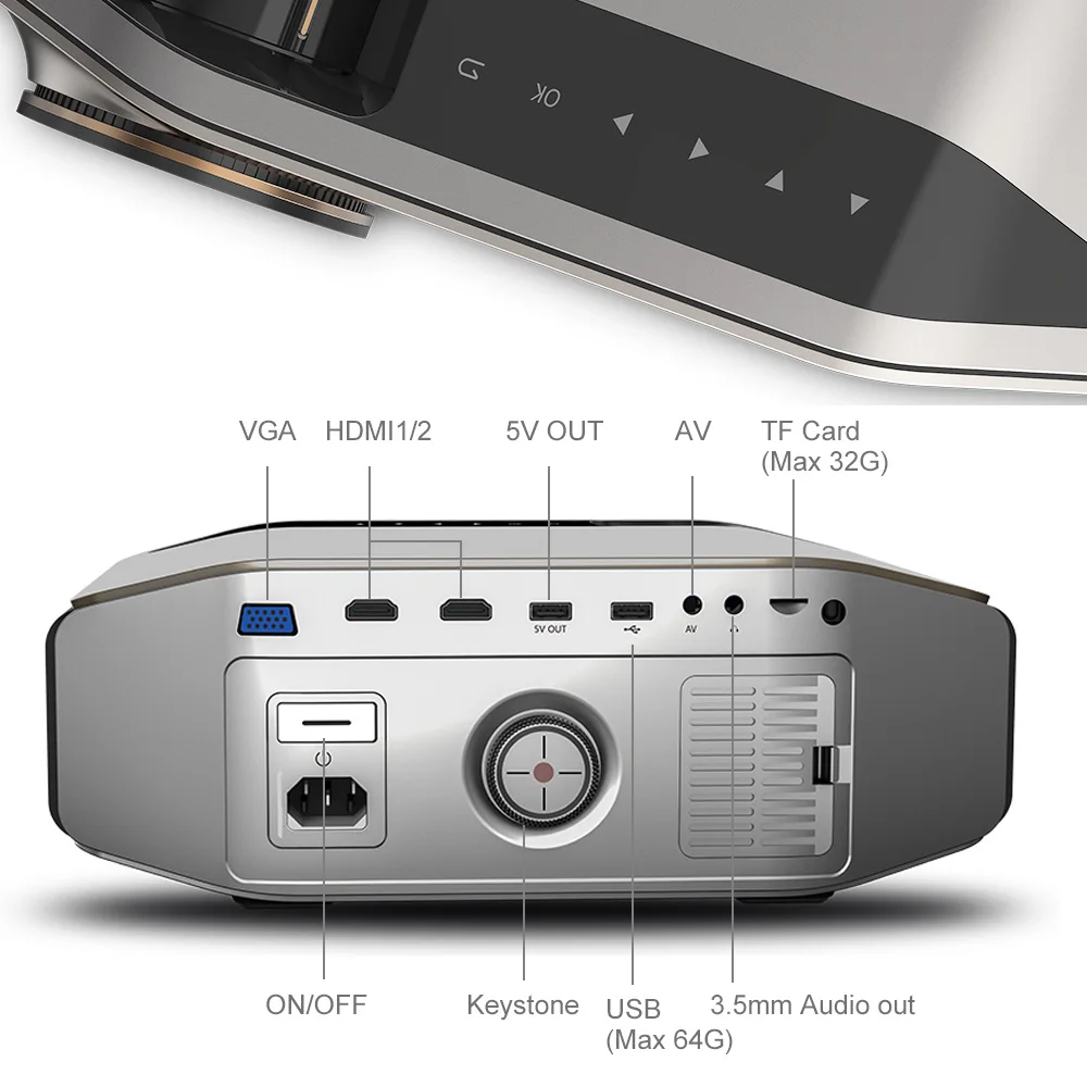 AAO YG620 1080P mini android projetor full hd portatil video projector android smartphone pra celular movil projetores de home cinema em casa beamer sem fio wifi 6500lumens sincronização sem fio wifi filme jogos-4