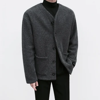 

2019 Autumn And Winter New Korean Version Of The Loose Men's Cardigan Fashion Casual Solid Color Sweater Shirt Jacket Gray M-2XL