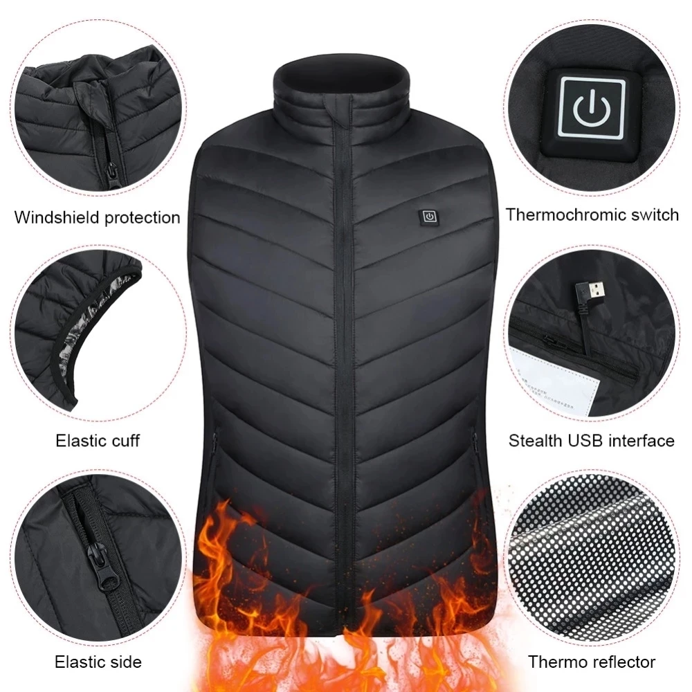 Heating jacket, USB smart switch 2-11 zone heating vest, electric heating hunting vest, men's and women's heating padded jacket 3