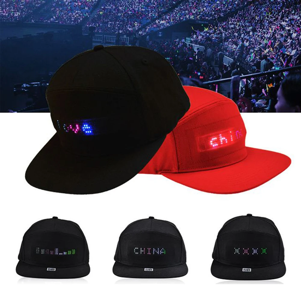 Black/ Red LED Hat Bluetooth Mobile App Programmable Scrolling Message Display Board Baseball Cap Self-editing | Игрушки и хобби