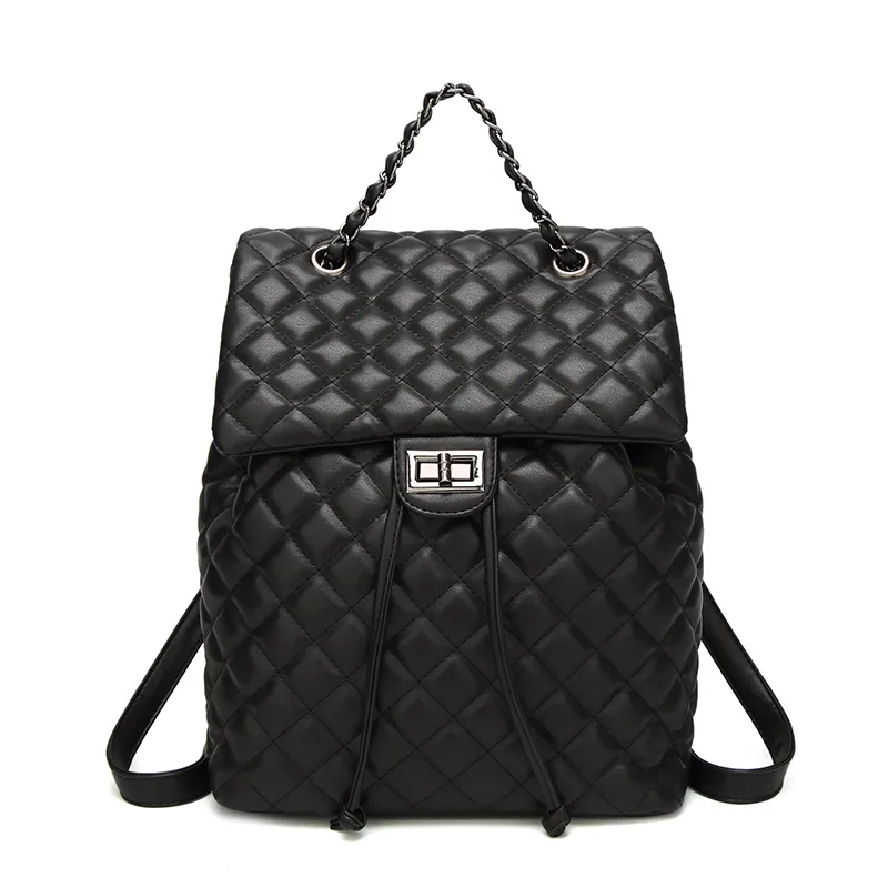 

2018 New Style Women's Backpack Fashion Quilted Chain Bag Korean-style Shoulder WOMEN'S Bag Backpack School Bag