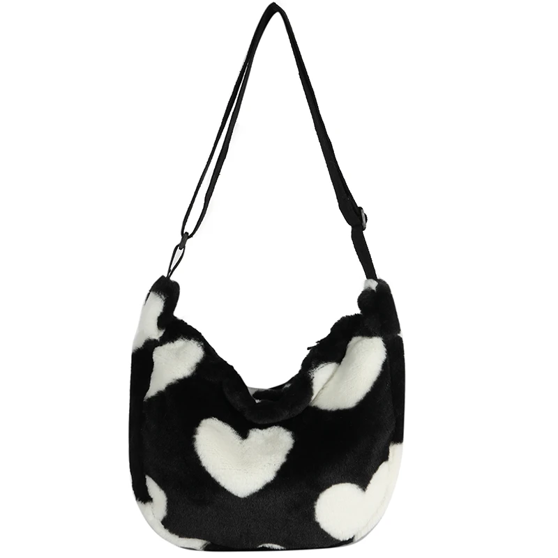 fluffy black handbag