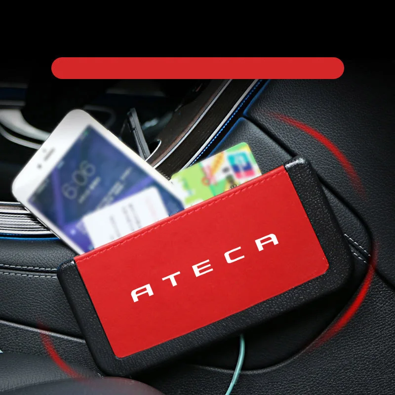 Коробка-органайзер в автомобиль для сиденья Ateca карты для мобильного телефона Коллекционная клейкая коробка из искусственной кожи автомобильный ящик для хранения самоклеющийся автомобиль-Стайлинг