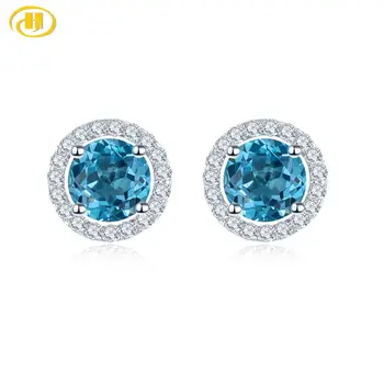 Blue Round Cut Earrings
