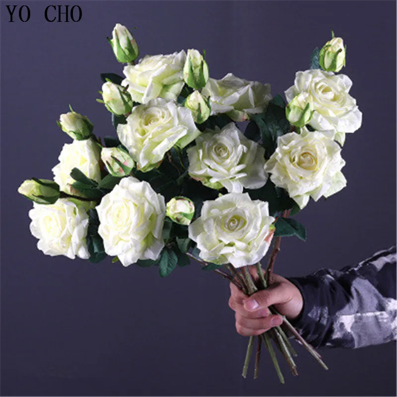 Elegant Real Touch Artificial Rose Bouquet - Latex-Coated Silk for Wedding and Home Décor