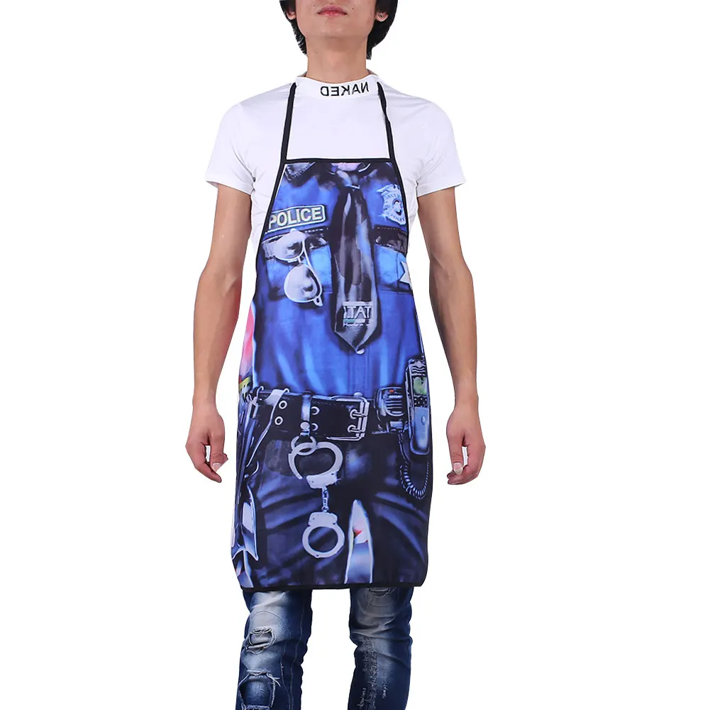 Police Aprons Polyester Home Colorful Cleaning Protection Men Kitchen Suppliy Funny Oilproof Waterproof Cooking - Цвет: Police