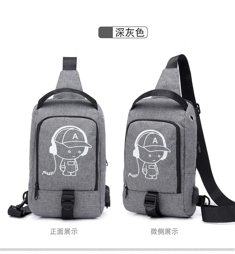 New Style Chest Pack Printed Night Light Smart Charging Anti-Spillage Chest Shoulder Bag Casual Men's Popular Brand Backpack Who