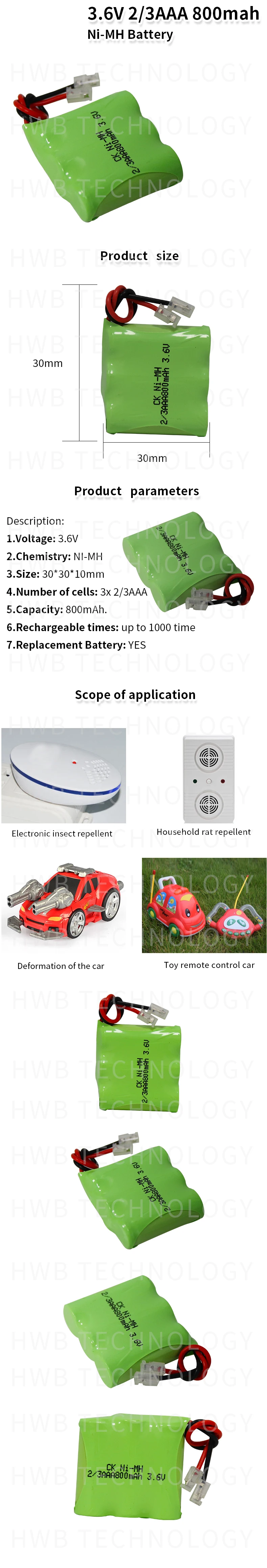 2 шт./лот ni-mh 2/3AAA 3,6 V 800mAh 2/3 AAA Ni-MH аккумуляторная батарея с вилкой для беспроводного телефона