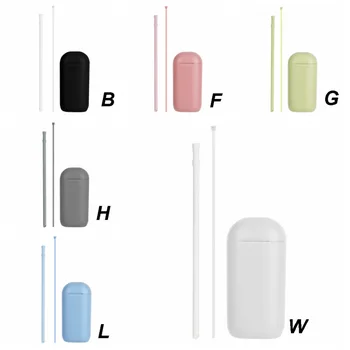 

Collapsible Silicone Straw Reusable Folding Drinking Straw With Carrying Case And Cleaning Brush For Travel Home Office Drinks