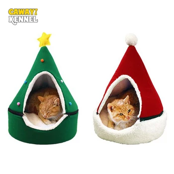 

CAWAYI KENNEL Soft Pet House Dog Bed for Dogs Cats Small Animals Pet Party Christmas Supplies Winter Warm Christmas Gift D2108