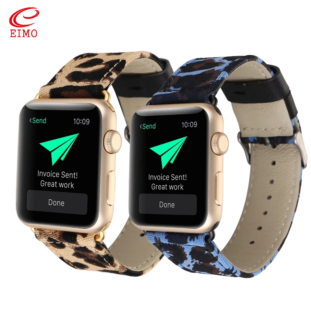 Ремешок из натуральной кожи для Apple Watch 4 band 44 мм 40 браслет 3 2 iwatch 42 Леопардовый