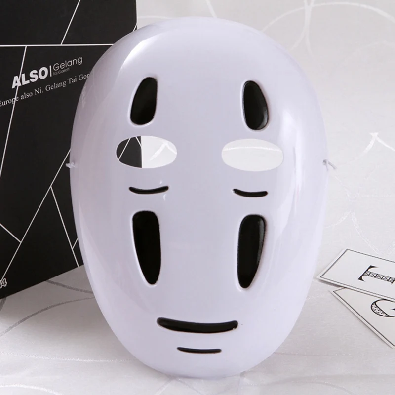 ПВХ японское аниме Безликий человек маска для карнавала Хэллоуин Ghibli Унесенные Призраками Без лица Вечерние Маски праздничные вечерние принадлежности - Цвет: BK